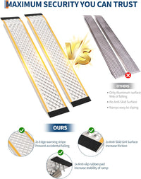 Garvee Aluminum Lawn Mower Ramps 47"x9" Anti-Slip Punch Plate 880 lbs Capacity Lightweight Durable Shed Access