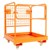 Garvee 36"x36" Forklift Safety Cage, Foldable Forklift Work Platform,Forklift Man Basket 1200lbs Capacity with Protective Guardrail Chian for 1-3 People Drain Hole, Perfect for Aerial Work - Orange