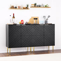 Storage Cabinet with Doors, Modern Black Accent Cabinet, Sideboard Buffet Cabinet for Dining Room, Living Room, Kitchen