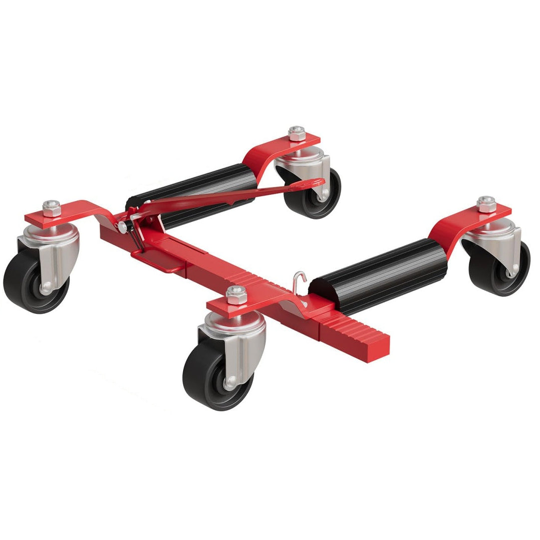 Garvee Car Wheel Dolly Jack Set of 2, Max 1500LBS Capacity, Mechanical Wheel Dolly with Ratcheting Foot Pedal, Vehicle Positioning Jack, Red, 12" Wheel Clearance