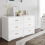 Garvee Chest of Drawers with 6 Drawers, Modern Drawer Dresser Durable Structure with Deep Drawers,Anti-Tipping Device for Home,Office, Living Room in White - White