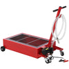 Garvee 20 Gal Oil Drain Pan with 12V Pump, Foldable T Handle, Wheels, 7.5 ft Hose, 76L Low Profile Tank for Car, Truck, Rust Resistant, Red