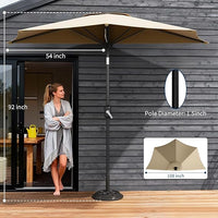 Garvee Half Patio Umbrella - 9 ft Patio Umbrella with Easy Crank - Small Canopy for Balcony, Table, or Deck by Pure Garden (Tan)