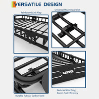 Garvee 64" x 50" x 6" Universal Roof Rack Basket, Heavy Duty Steel Cargo Carrier for SUVs, Trucks, Vehicles, Black