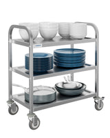 Garvee 29.4" L x 15.7" W [430 Stainless Steel][Heavy Duty] Utility Cart, 3 Shelves Service Carts with Wheels for Kitchen Hotel Restaurant Office