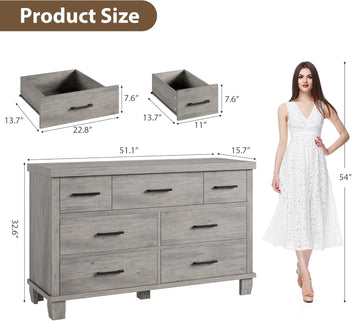 Garvee Dresser for Bedroom with 7 Drawers, Storage Chest of Drawers with Metal Handle, Wooden Dresser Organizer for Living Room,Closet,Entryway,Nursery