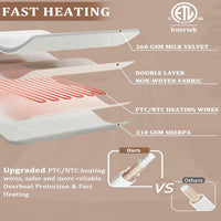 Garvee Electric Blanket King Size with Dual Control, Waffle Heated Blankets with ETL Certified, Soft Flannel, 4 Heat Levels, 10 Hours Auto Off, White, 90"x100"