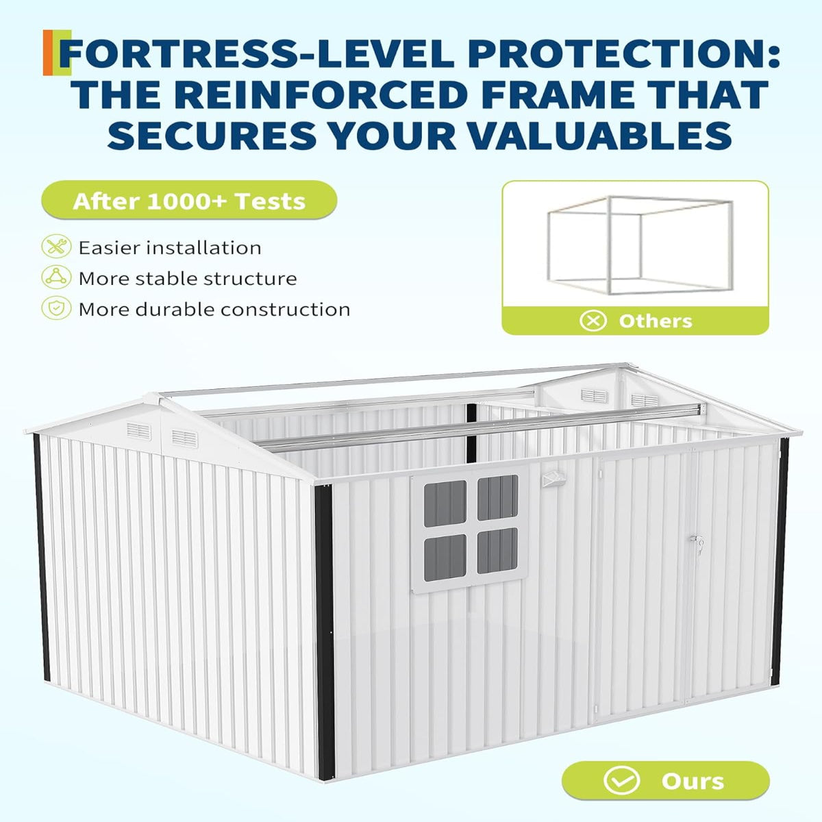 Garvee 6' x 8' Outdoor Storage Shed Metal Building with Lockable Doors & Windows Galvanized Steel Weatherproof Ventilated for Garden Backyard