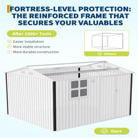 Garvee 6' x 8' Outdoor Storage Shed Metal Building with Lockable Doors & Windows Galvanized Steel Weatherproof Ventilated for Garden Backyard
