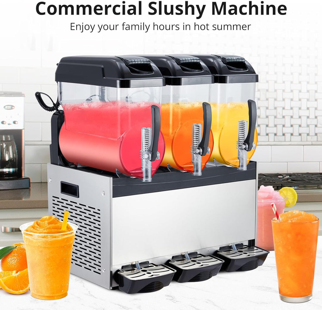 Garvee Commercial Slushy Machine 36L/9.6Gal with Self-Cleaning & 860 Watts Stainless Steel – Frozen Drink & Margarita Maker for Coffee Shops, Restaurants, Bars