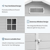 Garvee Heavy-Duty Resin Outdoor Storage Outdoor Storage 6x4 FT with Floor, Lockable Door, Window – Waterproof, UV-Resistant, Easy Assembly – Garden Storage for Patio, Lawn Mower, Bikes, Tools – Light Gray