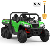 Garvee Ride - P Series: 24V 4WD Electric Ride On Dump Truck with Remote Control, 2-Seater, Music Player, LED Lights, Key Start Safety System, Durable Plastic, Off-Road Kids Toy for Ages 3+ - Green - Green
