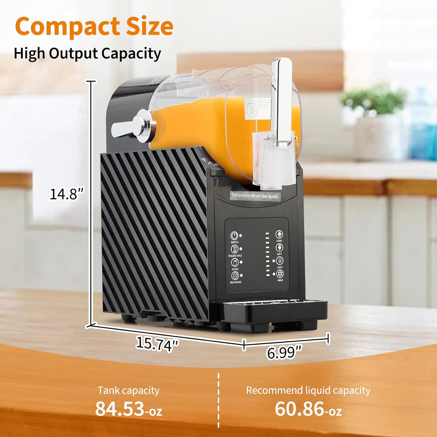 GARVEE 84oz (2.5L) Slushie Machine - Frozen Drink Maker with 3 Preset Modes (Slush, Frappe, Milkshake), LED Display, Auto-Clean, and One-Touch Dispensing for Margaritas, Smoothies, and Ice Cream (Black)