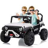 Garvee Ride P Series 24V Kids Toddler Ride On Truck 4WD 3 Speeds Large 7AH Battery Bluetooth MP3 Parent Safety Brake Red Outdoor Play - White - White