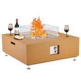 Garvee 36" 50000 BTU Propane Fire Pit Table with 13" Ice Bucket & Wind Guard - Fire Glass Beads, CSA Certified Outdoor Firepit for Patio, Yard & Garden - Orange