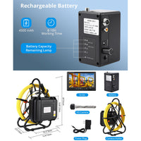 Garvee 165ft Drain Camera, Self-Leveling Snake Camera with Markings, 9" HD LCD Screen, DVR, Adjustable LEDs, 16GB SD Card, IP68 Waterproof for Sewer Inspection