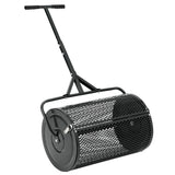 Garvee 24 Inch Peat Moss Spreader with T Handle & Side Latches - Black - Black