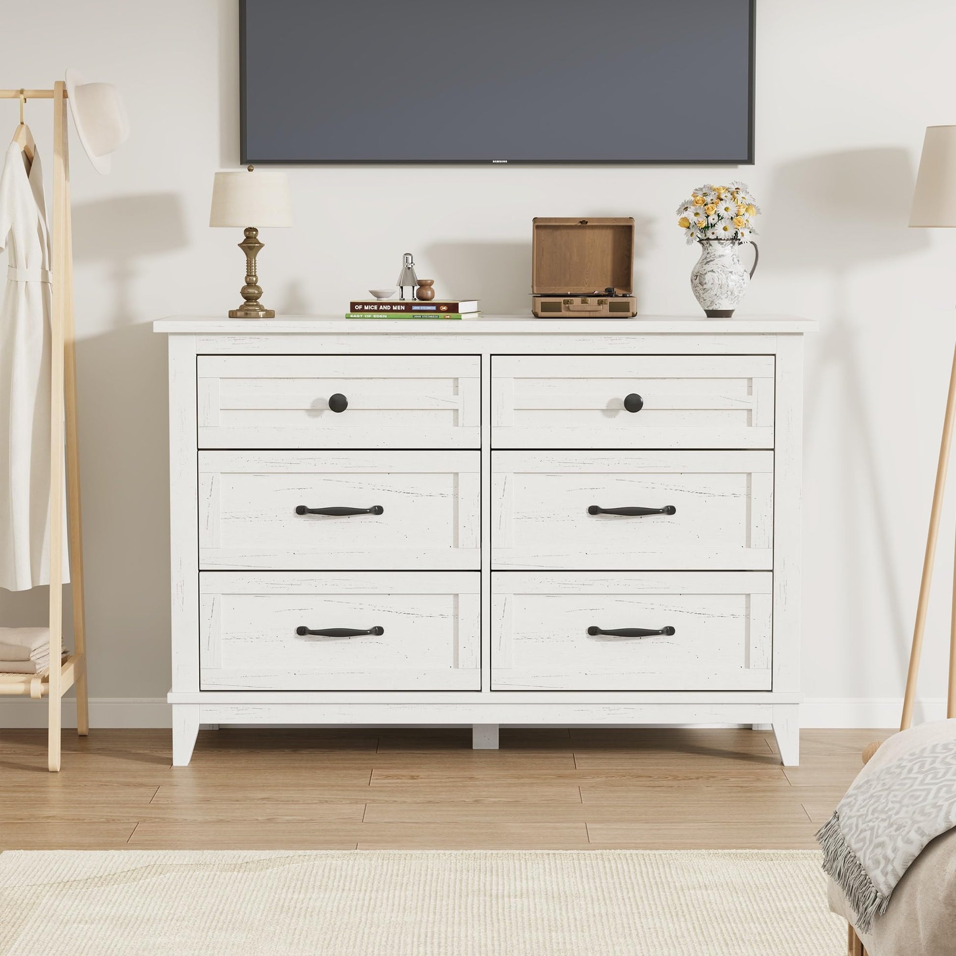 Garvee 6 Dresser for Bedroom, 47" Wide Drawer Dresser with Storage Freestanding, Wooden Closet Storage Chest for Living Room, Bedroom, Entryway, Ash Garvee 6 Dresser for Bedroom, 47" Wide Drawer Dresser with Storage Freestanding, Wooden Closet Storage Chest for Living Room, Bedroom, Entryway, Ash