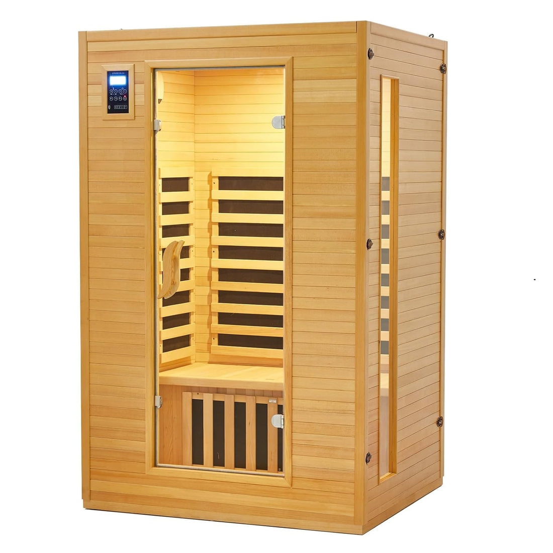 Garvee 2-Person Infrared Sauna, Indoor Sauna for Home 6 Heating Plate Physical Therapy Wooden Dry Steam Sauna, Low EMF, MP3 Auxiliary Connection, Dual Controls Inside and Outside Fits