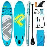 Garvee Adults Inflatable Paddle Board, 10 Ft Large Stand Up Paddleboard Surf Board 33 in Wide Surfboard High Pressure & Float, Standup Paddle Board with Paddle, Pump, for Summer Leisure (Plain Cyan) - Plain Cyan
