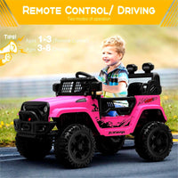 Ride on Truck Car 12V Kids Electric Vehicles with Remote Control Spring Suspension, LED Lights, Bluetooth, 2 Speeds