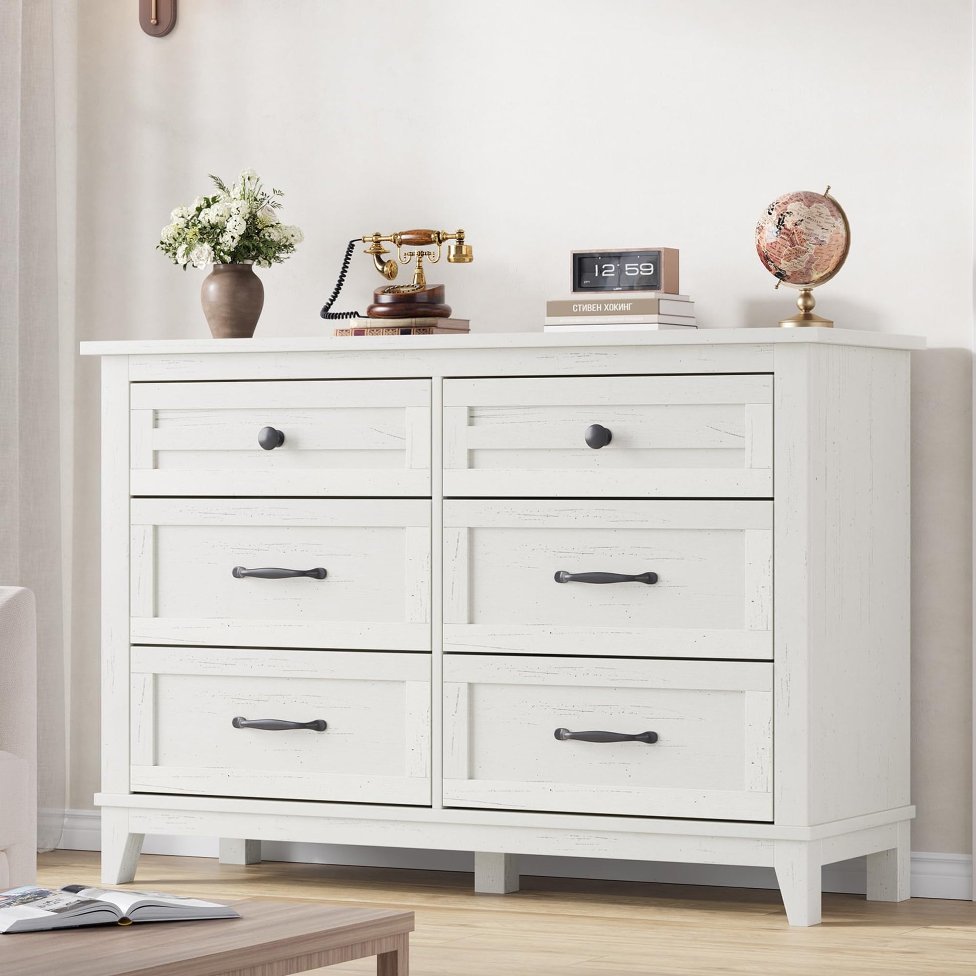Garvee 6 Dresser for Bedroom, 47" Wide Drawer Dresser with Storage Freestanding, Wooden Closet Storage Chest for Living Room, Bedroom, Entryway, Ash Garvee 6 Dresser for Bedroom, 47" Wide Drawer Dresser with Storage Freestanding, Wooden Closet Storage Chest for Living Room, Bedroom, Entryway, Ash