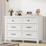 Garvee 6 Dresser for Bedroom, 47" Wide Drawer Dresser with Storage Freestanding, Wooden Closet Storage Chest for Living Room, Bedroom, Entryway, Ash White - Ash White