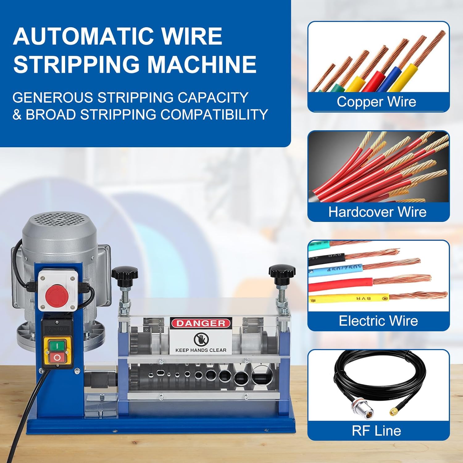 370W Automatic Wire Stripping Machine,0.06-1.5 Inch,75 Ft/Min