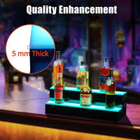 Garvee LED Lighted Liquor Bottle Display, 2 Tier 30 Inch Wall Mounted Acrylic Liquor Shelf with Wine Holder Slots, 4 Modes, 16 Colors, Remote & App Control for Home Commercial Bar