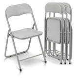 Garvee Folding Chairs 4 Pack with Cushion, Outdoor & Indoor Event Portable Metal Folding Chairs with Non-Slip Feet Pads Stackable Chairs, Grey - Grey B