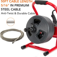 Garvee 50Ft x 5/16 Inch Drain Cleaner Machine, Electric Drain Auger Professional for 3/4 to 3 Inch Pipes