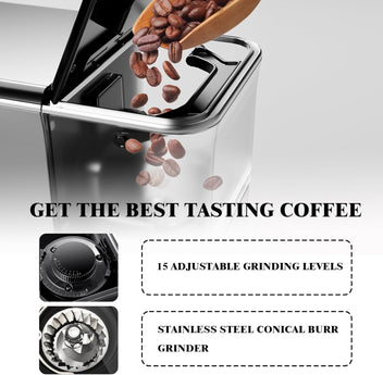 Garvee Fully Automatic Espresso Machine 20 Bar, 1350W Espresso and Cappuccino Machine with Automatic Milk Frother, Gift for Coffee Lover