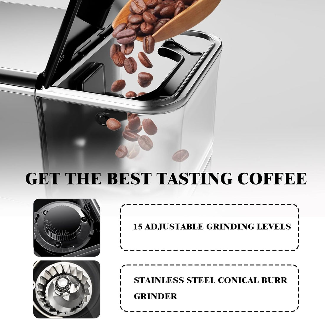 Garvee Fully Automatic Espresso Machine 20 Bar, 1350W Espresso and Cappuccino Machine with Automatic Milk Frother, Gift for Coffee Lover