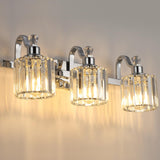 Garvee Modern Bathroom Vanity Light 3-Lights Stainless Steel Crystal Vanity Lights Over Mirror Modern Crystal Bathroom Wall Lighting Fixtures - Black Gray