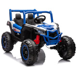 Garvee Ride - P Series: 24V 2-Seater Ride-On UTV, 4WD, Metal Frame, EVA Wheels, Remote Control, LED Lights, Spring Suspension, Outdoor Adventure Toy for Kids 3+ Blue - Blue