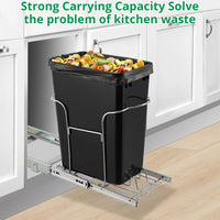 Garvee Pull Out Trash Can Under Cabinet, Stainless Steel Slide Out Garbage Can Shelf Under Sink, Adjustable Slide Out Shelf for Waste Can Under Kitchen Sink for 30L Trash Can, Trash Can Not Included
