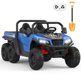 Garvee Ride - P Series: 24V 4WD Electric Ride On Dump Truck with Remote Control, 2-Seater, Music Player, LED Lights, Key Start Safety System, Durable Plastic, Off-Road Kids Toy for Ages 3+ - Blue - Blue