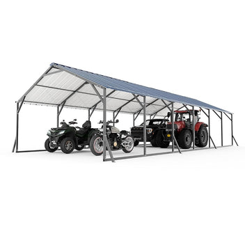 Garvee All-Weather Enclosed Steel Carport Garage – 20x30 FT Vertical Roof Shelter for Multiple Vehicles – Outdoor Storage for Full-Size Pickup Trucks, Boats, Tractors – Size: 20x30FT