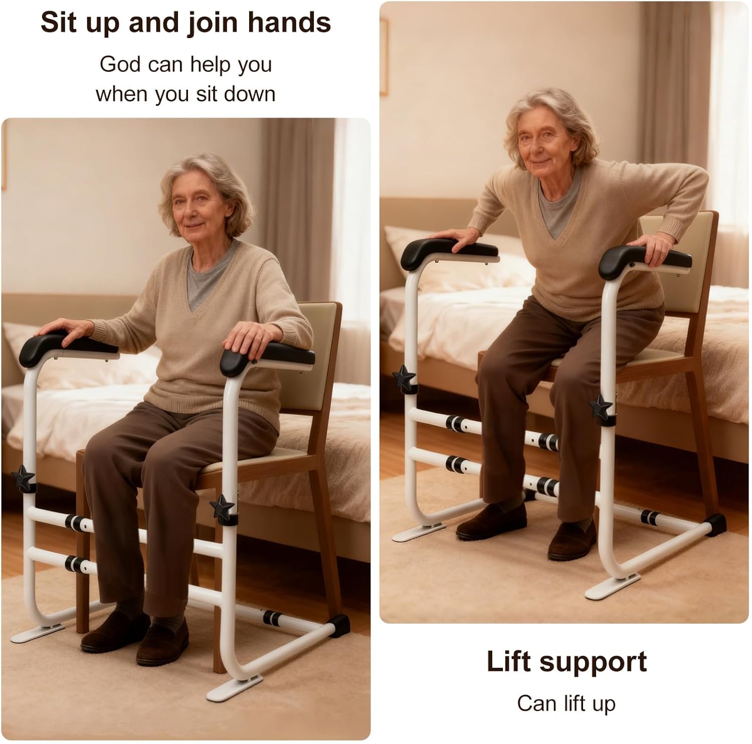 Garvee Stand-Up Assist Aid for Elderly, Support Up to 450Lbs, Adjustable Chair Couch Stand Assist for Home Hospital, Bed Toilet Chair Lift Assist for Seniors, Patients and Disabled, White