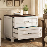 Garvee Farmhouse 2-Drawer Lateral File Cabinet - Brown-White Wooden Storage Organizer - Full Extension Deep Drawers - Adjustable Dividers - Large Capacity for Legal/Letter/A4 Files - Brown-white - White&Brown