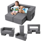 Garvee Kids Play Couch, 3Pcs Modular Kids Couch Toddler Couch for Playroom Bedroom Furniture, Convertible Foam Kids Play Sofa with Removable Cover, Dark Grey - Dark Grey