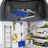 Garvee Ergonomic Snow Shovel – 18" Aluminum-Edged Blade with Assisted D-Ring Handle – Lightweight Snow Pusher for Patio, Garden, Yard – Blue Shovel with Silver Pole