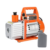 Garvee 4.5CFM 1/3HP Single-Stage Rotary Vane Vacuum Pump Air Conditioner Refrigerant HVAC Tool with Oil Bottle for R12 R22 R134a R410a,for Resin Degassing, Refrigeration Maintenance, Vacuum Package - Orange