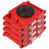 Garvee Industrial Machinery Dolly 6 Ton Capacity Carbon Steel 360° Rotation Anti-Skid PU Wheels for Workshops Warehouses 4PCS - Red