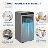 Garvee 10,000 BTU Portable Air Conditioner with Dehumidifier, Cooling, Fan 3-In-1, Drainage-Free Cooling, Cools Up to 450 Sq. Ft. with Remote Control, Gray