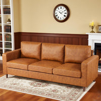 Garvee 74" Leather Couch for Living Room, Modern Sofa Couches with Padded backrest, Upholstered Sofa with Armrests and Comfy Cushions, Deep Seat Sofas for Living Room, Bedroom, Office