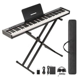 Garvee Piano Keyboard 88 Keys Semi-weighted, Full-Size Electric Keyboard Piano for Beginners,Portable Keyboard with Stand,Headphones,Sustain Pedal,Handbag,Bluetooth, USB MIDI - Black With Stand
