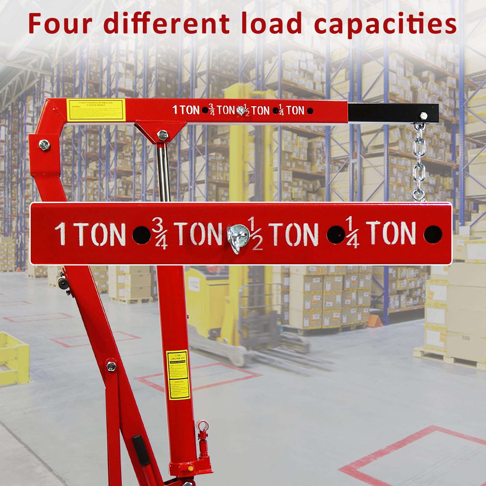 1 Ton Folding Engine Hoist, 2200 LBS Lift for Shop Use - GARVEE