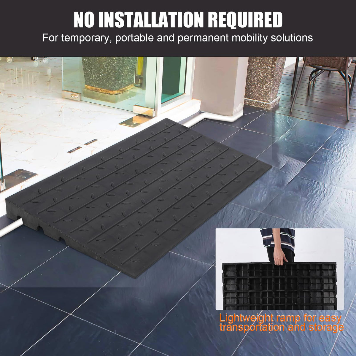 GARVEE rubber curb ramp no installation required for portable temporary and permanent mobility solutions
