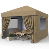 Garvee 10'x10' Pop-Up Canopy Tent - Easy One-Person Setup, Portable Shelter with 4 Sidewalls & 4 Sandbags, Ideal for Patio & Outdoor Activities, Khaki - Khaki